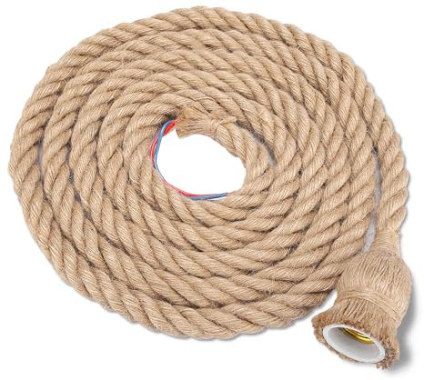 Lampe Corde De 9,8 Pieds, Cable Suspension Luminaire E27 Vintage Lustre Corde Pour Salon Salle à Manger Hall Restaurant Café Bar