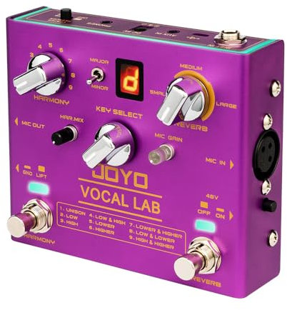 JOYO Vocal Harmony Pedal mit 9 Vocal Harmony Effekten, 12 Tasten, 3 Reverb Modellen für Sänger und Gitarristen Gesang (Vocal Lab R-16)