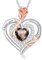 LAVUMO Halskette Damen Silber 925 Doppel Herz Rose Blume Kette Damen Geburtsstein Halsketten Muttertag Geburtstag Valentinstag Weihnachten Schmuck Geschenke Frauen Mama (Silber-Gravur-06-Juni)