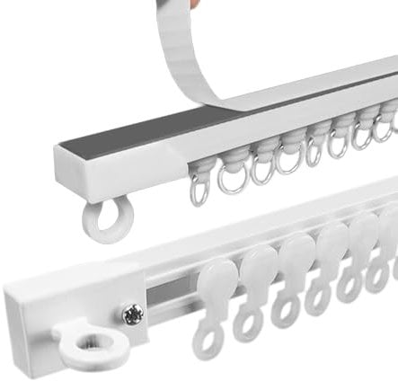 30-420cm Vorhangschiene Selbstklebende Gardinenschiene, for Wandmontage/Deckenmontage, mit stummen Rollen, für Vorhänge, Duschvorhang, Raumteiler, Wohnmobil-Vorhang (Color : Wall, Size : 0.7m(2.3f