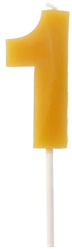 Folat 24301 ECO 1-Bienenwachs-4,5 cm-Geburtstag Zahlen Kerzen Tropfbeständig, Brennt länger, Honigduft, Gelb