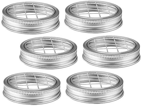 LABRIMP 6sets Mason Flower Jar Lid Insert Metal Flower Organizer Grid Design for Arranging Floral Displays Mason Jars for Home Decor