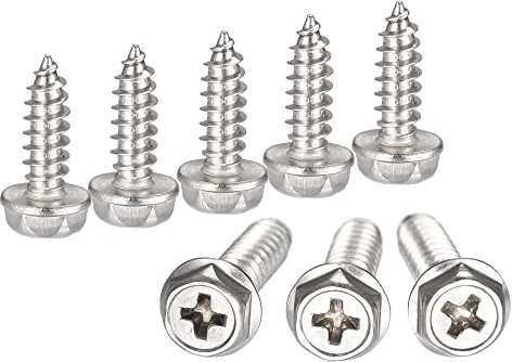 QUARKZMAN Vis autotaraudeuses à Tête Hexagonale, M5 x 16mm en Acier inoxydable 304 Vis à Tôle à Bride Hexagonale 20pcs
