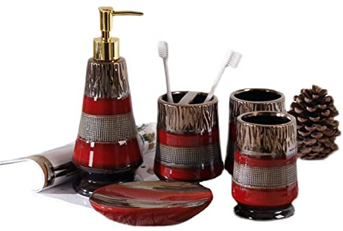 Vintage Badezimmer Accessoires Set Keramik Baddeko 5-teilig