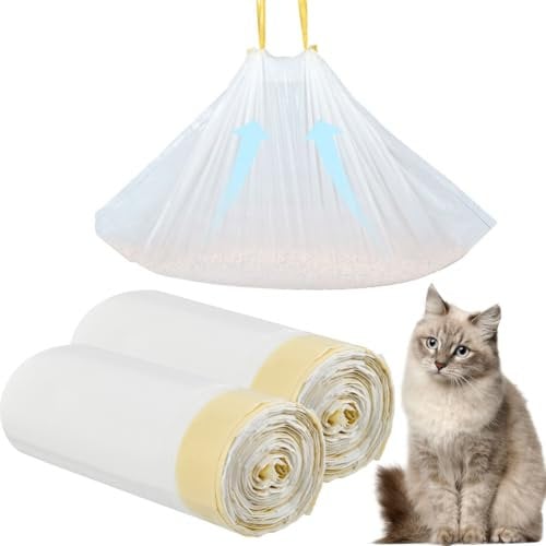 YOPEUC 30pc Cat Litter Tray Liners, Heavy Duty Litter Bags with Drawstring, Scratch Resistant and Leak Proof, Litter Receptacles for Cat Litter Box Pan 79 X 45CM