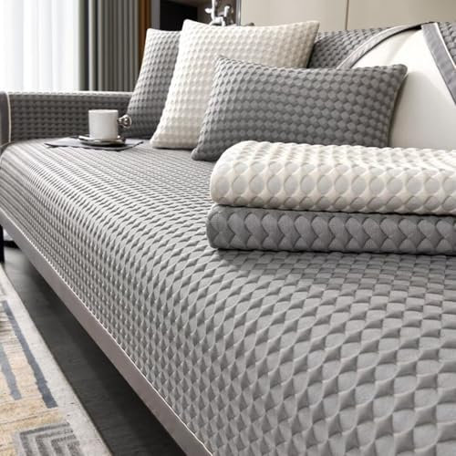 Bettschlange Sofadecken für Sitzfläche, Sofa Überzug, Sofadecke rutschfest, Sofaschoner Sitzfläche, Decke für Sofa Sitzfläche, Couch Schoner Auflage,Grau,90x180cm