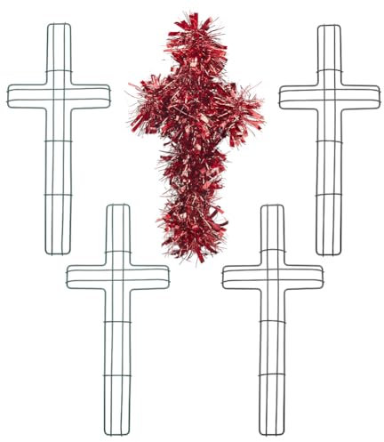 NBEADS 6 STK. Kreuz Kranz Rahmen, Eisen Draht Floral Frame 41.6cm Garten Draht Kranz Formen Haustür Kranz Kreuz für Religion Hochzeit Kirche DIY Craft Projekt, Schwarz und Grün
