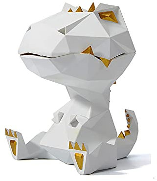KIUGOP Vorratsdosen Keksdose Dinosaurier Figur Skulptur Moderne Dekor Resin Cookie Storage Jar,Weiß