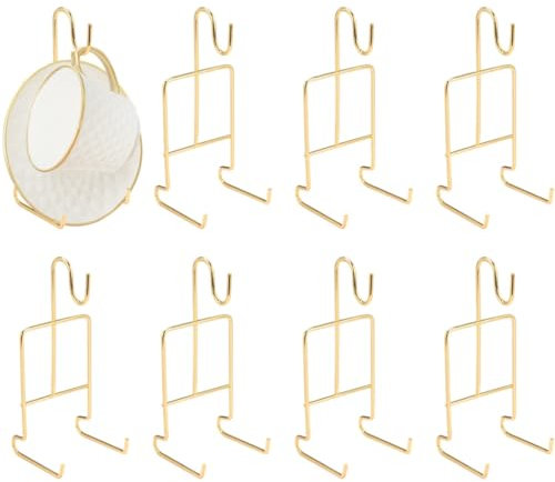 Goldener 8-teiliger Teetassen- und Untertassenhalter, Metallständer für Kaffeetassen und Teller, eleganter Teetassen-Organizer