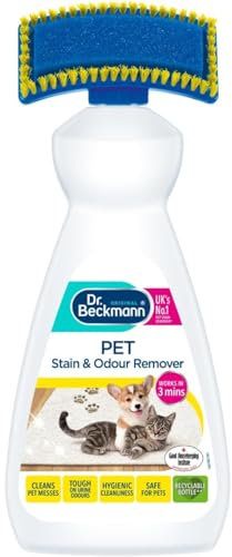 AMK® Pet Stain and Odour Remover 650ml with Brush Applicator for Carpet Upholstery Cleaner Eliminates Urine Faeces Vomit Messes