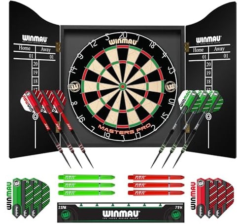 Winmau Masters Pro Dartboard- PDC Tournament Dart Board, Ultra-Thin Wire System, High-Density Sisal | Available as Board Set or Cabinet Set with Steel Tip Darts