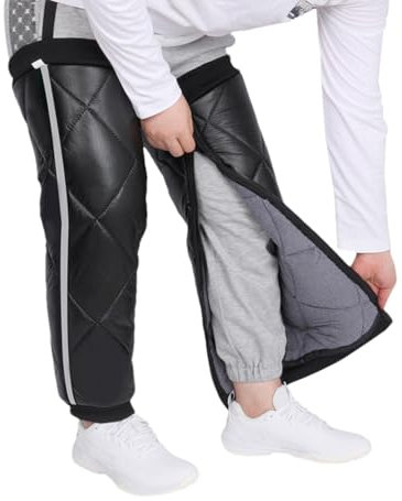 Generisch Extra lange Beinärmel | Winddichte warme Motorrad-Beinlinge | Knieschoner-Protektoren | Thermo-Beinwärmer mit Reißverschluss zum Radfahren, Snowboarden, Camping