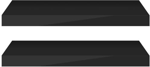 eSituro Wandregal 2er Set, Regal Wand schwarz Hochglanz, Hängeregal, Schweberegal, Regalbrett Bücherregal zum Aufhängen, Wandboard für Wohnzimmer Küche Arbeitszimmer Badezimmer, 50x22.9x3.8 cm