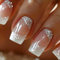 JUSTOTRY 24 Stück Silber Glitter Nägel Zum Aufkleben Kurz,Milchweiß Eckig Press on Nails Pattern,Glossy Kunstnägel Fake Nails Mittel,French Square Fingernägel Künstliche Nägel für Frauen