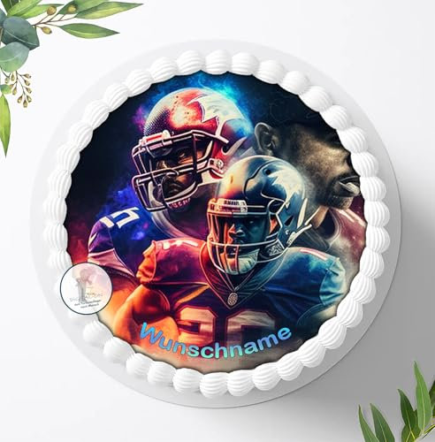 Tortenbild, Zuckerbild Personalisiert mit Wunschnamen zum Geburtstag, NFL Football, Essbares Foto für Torten, Tortenbild zum Geburtstag, Tortenaufleger Ø 20cm - 1960z