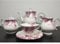 fanquare 21 Pieces Red Lotus Porcelain Tea Set, Elegant Floral Coffee Cup and Saucer Set, Afternoon Tea Set for Adult Gifts