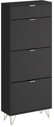 Vicco Schuhschrank Helge, Schuhregal, Schwarz, 60 x 145 cm 3 Fächer