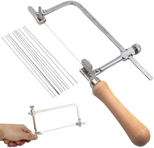 Scie à corde, 1 ensemble de scie à scie avec des lames de scie à corde en U Sci de bricolage portable et de fil diamant de diamant pour carreaux en verre en verre en céramique en pierre de jade, scie