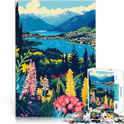 1000 Piece Jigsaw Puzzles for Adults Jigsaw Beautiful New Zealand Minimalist Art Präzisionsschnitt Wichtelgeschenke38x26cm