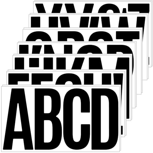 Buchstaben Aufkleber Groß(15 cm), 14 Blätter Selbstklebende Wasserfester Alphabet Aufkleber Vinyl Letter Sticker für Outdoor Schilder Poster Briefkästen Fenster (Schwarz)
