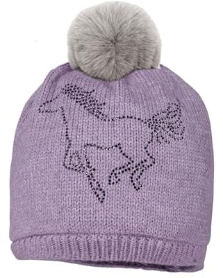 maximo MINI Girl-Mütze Pferd Strass, Kunstfellpompon, Vollfutter