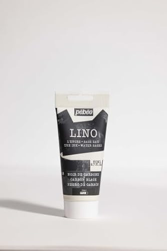 Pébéo Lino-Tinte, Carbonschwarz, 80 ml – Lino-Tinte auf Wasserbasis, ultra-pigmentiert und blickdicht, Druck auf Linoleum und Papier, einfache Reinigung
