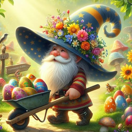 GHHKUD Ostern Zwerge Diamond Painting Set für Erwachsene, 5D Diamant Painting Bilder für Erwachsene Anfänger, DIY Full Drill Diamond Art Diamant Malerei Bilder für Ostern Dekoration 30x30 CM