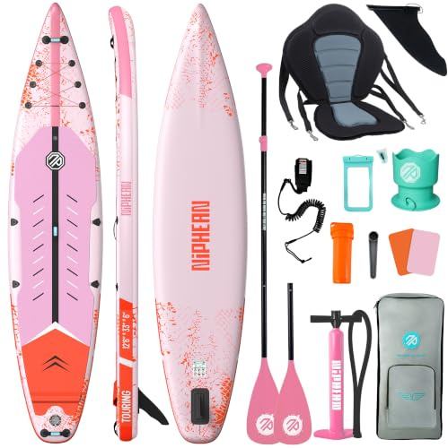 Niphean (Extra Groß) Stand Up Paddling Board, SUP für 2+1 Personen/Familien, SUP Board mit (Anfängergeeignet) StabilTrac Finne, Wasserdichte Handyhülle, Stand Up Paddle Board for Adults, Geschenkideen