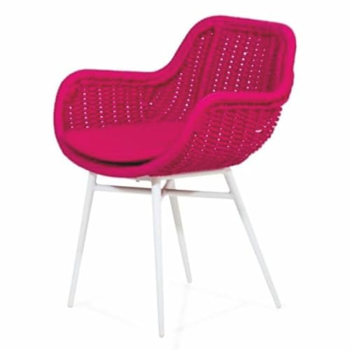 Casa Padrino Chaise de jardin de luxe avec accoudoirs rose/blanc - Meubles de jardin