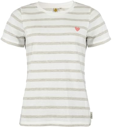ROADSIGN australia Damen T-Shirt Streifenshirt aus Baumwolle im zeitlosen Design vielseitig tragbar grau/Weiss, M