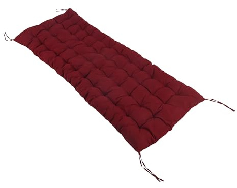 Relaxdays Bankauflage, 180x70 cm, gepolstert, gesteppt, mit Bändern, Outdoor, Bankkissen für Gartenbank, Paletten, rot