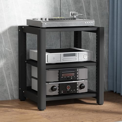 Meuble TV/Audio à 2-3-4-5 Niveaux avec étagère Ouverte, Support de Rangement pour Consoles de Jeux, CD et DVD, Petit Meuble TV pour Salon (Noir)