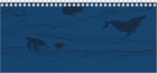 Tisch-Querkalender Nature Line Ocean 2027: Wochenkalender 29,7x13,5 cm mit 1 Woche auf 2 Seiten, Notizbereich & Stundeneinteilung 8-21 Uhr, umweltfreundlicher Bürokalender für Arbeit