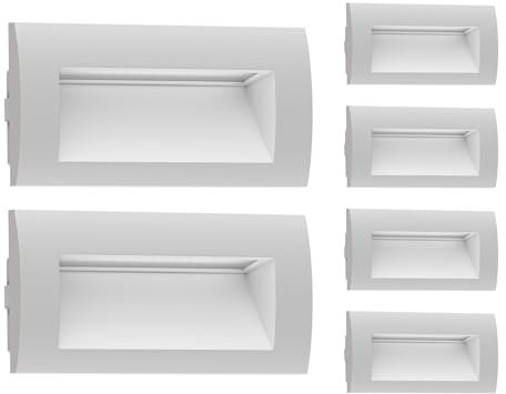 ledscom.de 6 Stück LED Wandeinbauleuchte ZIBAL, Downlight für außen, IP65 matt, 140 x 70mm, 3,3 W, 209lm, warmweiß