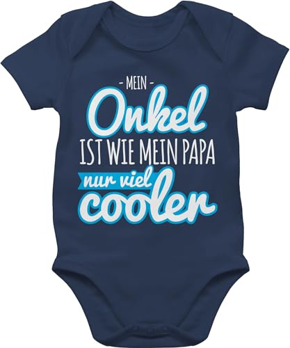 Shirtracer - Baby Body Kurzarm - Sprüche - Mein Onkel ist wie mein Papa nur viel cooler blau