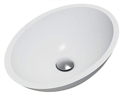 BERNSTEIN Aufsatzwaschbecken TW2106, Oval, 50 x 35 cm, Waschbecken aus Mineralguss Pure Acrylic, Weiß Matt, Glatte & Porenfreie Oberfläche, Idealer Waschtisch, Waschschale und Waschschüssel