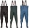 3Kamido Stivali da Pesca per giovanili, Adolescenti, Junior trampolieri, Nero e Verde, 36 EU, 37 EU, 38 EU, 39 EU Waders Salopette, Giovani, Suola Solida, Bretelle in Gomma Solida (Nero, 39 EU)