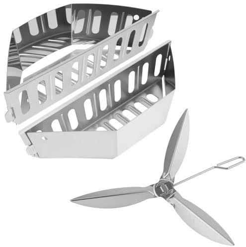 soldbbq Indirect/Direct Cooking Helper, (1 Pair) Stainless Steel Charcoal Basket & 1 Set of 22-1/2-Inch One-Touch Cleaning Kit Replacement for 22.5 Weber Kettle Grills