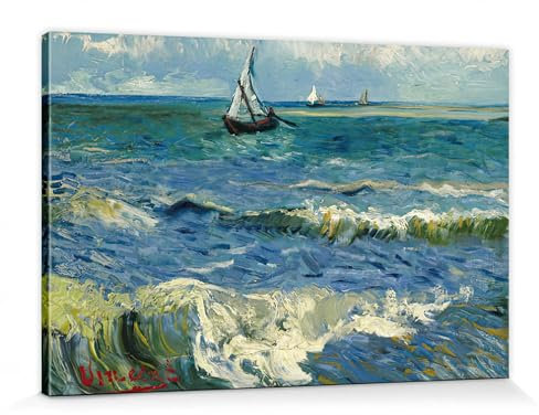 1art1 Vincent Van Gogh Poster Das Meer Bei Saintes- Maries-de-la-Mer, 1888 Bilder Leinwand-Bild Auf Keilrahmen | XXL-Wandbild Poster Kunstdruck Als Leinwandbild 120x80 cm