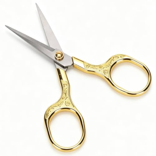 Retro Nähen Stickschere Vintage Edelstahl Handarbeit Schere für DIY Handwerk(Gold)