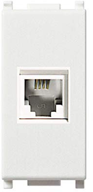 Frutto rj11 telefonico 6/4 compatibile Vimar Plana 14320 presa modulare 4 poli per cavi telefonici connessione a crimpare senza attrezzi, colore bianco