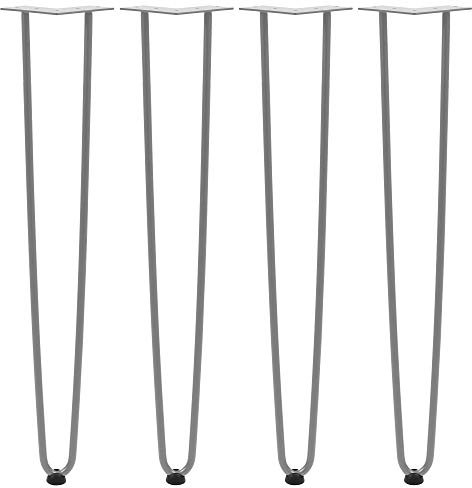 Zelsius Patas de Horquilla Hairpin Legs I Color Crudo/Natural I 4 Piezas I Longitud: 71 cm I Mesa de Comedor y de Trabajo I Modernas (Gris)