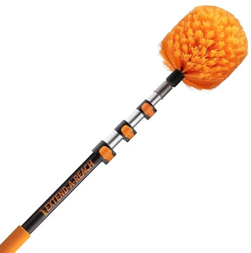 Plumeau pour toile d'araignée de 1,2 à 4 m avec tige d'extension // Brosse de nettoyage de toile d'araignée de 6,1 m à haute portée pour nettoyage extérieur et intérieur // Manche télescopique léger