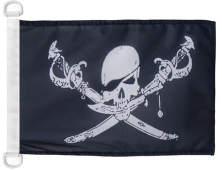 AZ FLAG Bootsflagge Pirat Brethren Of The Coast 45x30 cm, Aussenverwendung - Piraten Totenkopf Bootsfahne Aus Gestricktem Polyester Mit Plastikringen