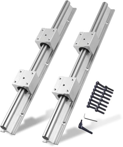 CNCYEAH Linear Schiene SBR12-300mm, mit 2 Linearführungswellen und SBR12UU-Gleitstück, Linearlagerschiene mit Vorgebohrten Löchern, Führungsschienenset für 3D Drucker und CNC Machin