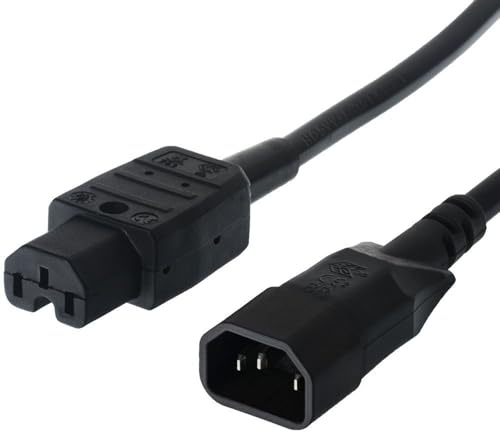 BACHMANN Netzkabel Kaltgerätestecker Stecker (IEC320 C14) - Warmgeräte Kupplung (IEC320 C15), schwarz, 1,5 m