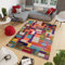 TAPISO Salsa Teppich Kurzflor Mehrfarbig Bunt Abstrakt Vierecke Rechtecke Modern Patchwork Design Wohnzimmer Schlafzimmer 140 x 200 cm