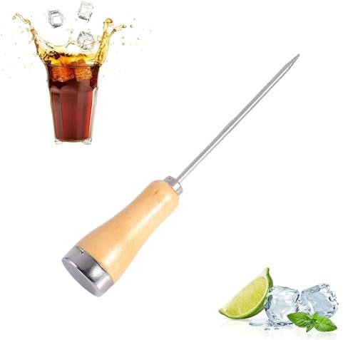 Stainless Steel Ice Pick Ice Pick Crusher Wooden Handle Awl Punch Kitchen Bar Tool