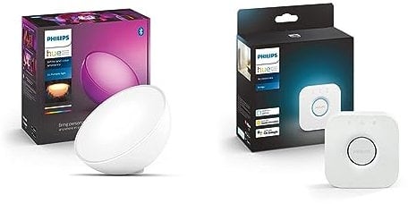 Philips Hue GO, Plastique, Blanc, 5.91 x 3.11 x 22.86 cm & Bridge 2.0, Pont de connexion, fonctionne avec Alexa, Google Assistant et Apple HomeKit