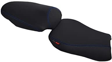 Moto Discovery Sitzbankbezug kompatibel mit Aprilia Tuono 1000 R/Factory 2006-2010 schwarz mit blauen Nähten